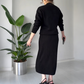 Elegantes zweiteiliges Set aus Pullover und Rock mit Strassschleife für Damen