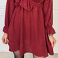 Mini-Kleid für Damen mit Rüschen und V-Ausschnitt in A-Linie