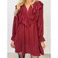 Mini-Kleid für Damen mit Rüschen und V-Ausschnitt in A-Linie