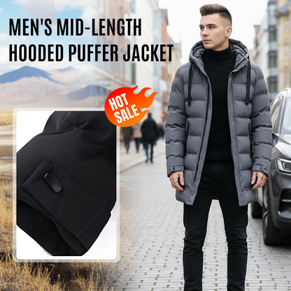 Herren-Steppjacke mit Kapuze, mittellang🔥Kostenloser Versand🔥