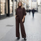 🔥2-teiliges Set für Damen – Asymmetrischer Pullover + Hose mit weitem Bein, lockere Passform und weicher Stoff, äußerst bequem 👚✨