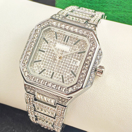 Quadratische Strass-Uhr