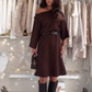 Damen-Midi-Kleid aus Strick mit Rundhalsausschnitt und lockerer Passform🔥Kauf 2 Artikel versandkostenfrei