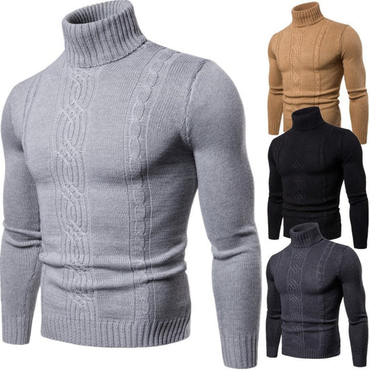 Herren-Rollkragenpullover mit Zopfmuster und schmaler Passform🔥Kauf 2 Artikel versandkostenfrei