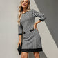 🏆 Heißer Verkauf – 49 % Rabatt ✨ Damen-Midikleid mit Rundhalsausschnitt und Hahnentrittmuster