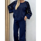 Sweatshirt- und Hosen-Set für Damen mit Paillettenbesatz