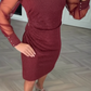 Damenkleid mit V-Ausschnitt, Glitzer und transparenten Ärmeln🔥Kauf 2 Artikel versandkostenfrei🔥