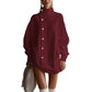 Damen-Strickjacke mit hohem Kragen und Knöpfen
