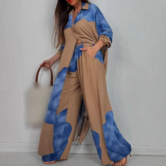 Elegantes Set aus langem Hemd und weit geschnittener Hose🔥Kauf 2 Artikel versandkostenfrei🔥