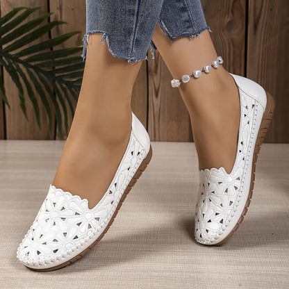 Damen-Loafer mit Blumenmuster, durchbrochen und atmungsaktiv