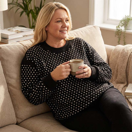 Damen-Sweatshirt mit Rundhalsausschnitt und Nieten🔥Kauf 2 Artikel versandkostenfrei🔥
