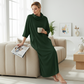 Damen-Maxikleid mit Wasserfallausschnitt, langen Ärmeln und Taschen🔥Kauf 2 Artikel versandkostenfrei🔥