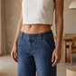 Damen-Jeans mit Streifenmuster und niedriger Leibhöhe im Y2K-Stil