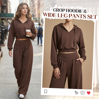 Damen-Set aus kurzem Hoodie und weit geschnittener Hose🔥Kauf 2 Artikel versandkostenfrei🔥