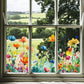 🌼 50% RABATT! 🖼️ Bunter Blumenstrauß-Fensteraufkleber – LETZTER TAG – Selbstklebend, Rückstandslos entfernbar & Sonnenschutz 🌸
