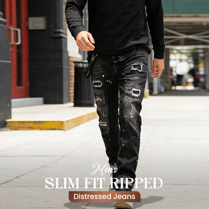🔈🔈HEISSE NEUE PRODUKTE - 49% RABATT👖 Herren Slim Fit Jeans mit Rissen und Used-Look