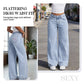 Gerade geschnittene Jeans mit hoher Taille und Schleifenstickerei