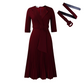 Elegantes Kleid mit V-Ausschnitt, Falten und Gürtel
