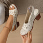 Retro-Sandalen mit breiten Absätzen und Ausschnitten für Damen