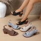 Retro-Sandalen mit breiten Absätzen und Ausschnitten für Damen