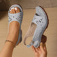 Retro-Sandalen mit breiten Absätzen und Ausschnitten für Damen