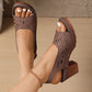 Retro-Sandalen mit breiten Absätzen und Ausschnitten für Damen