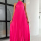 Damen-Maxikleid mit Neckholder, Plissee und fließendem Schnitt