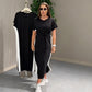 Maxikleid für Damen mit Farbblock und Gürtel