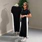 Maxikleid für Damen mit Farbblock und Gürtel