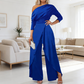 👗 Elegante Ein-Schulter-Jumpsuit für Damen – Weite Beine, Wickelrock-Design & Atmungsaktiv – Für Cocktailpartys & Hochzeiten🖤