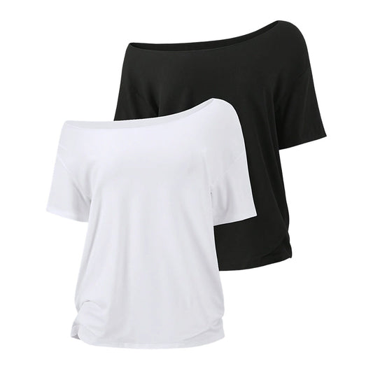 🔥✨ Neu 2026 👚Damen Set – Lockeres Schulter-T-Shirt mit kurzen Ärmeln💖