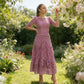 Damen-Partykleid mit halben Ärmeln, Rundhalsausschnitt und floraler Spitze