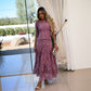 Damen-Partykleid mit halben Ärmeln, Rundhalsausschnitt und floraler Spitze
