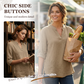 ⭐ Bestseller – Stylisches V-Neck-Oberteil mit Seitenknöpfen – vielseitig 🌸