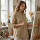 ⭐ Bestseller – Stylisches V-Neck-Oberteil mit Seitenknöpfen – vielseitig 🌸