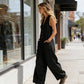 🌞Frühlingserwachen: 50% Rabatt!Eleganter V-Ausschnitt Overall: Ärmelloser Jumpsuit mit Knopfleiste im lockeren Schnitt