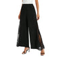 Damenhose mit Blumenmuster aus Spitze, weitem Bein und hoher Taille