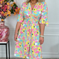 🌺Sommerliches A-Linien-Kleid mit Taillenband und Blumenmuster für den Alltag