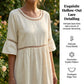 Midi-Kleid aus Baumwoll-Leinen mit Spitzenbesatz