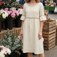 Midi-Kleid aus Baumwoll-Leinen mit Spitzenbesatz