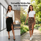 🌸Figurschmeichelnder High-Waist Rock mit Raffung – Von klassisch Schwarz bis Leo-Chic