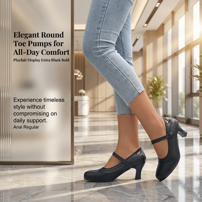 Elegante Pumps mit runder Spitze und Fesselriemen