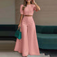 Elegantes Set: Crop-Top mit Puffärmeln & Hose mit weitem Bein