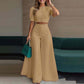 Elegantes Set: Crop-Top mit Puffärmeln & Hose mit weitem Bein