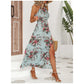 Halterkleid mit Schlitz und Blumenmuster