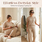 Damen Zweiteiler aus Rippstrick: Oberteil & Hose mit weitem Bein