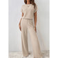 Damen Zweiteiler aus Rippstrick: Oberteil & Hose mit weitem Bein