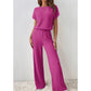 Damen Zweiteiler aus Rippstrick: Oberteil & Hose mit weitem Bein