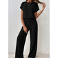 Damen Zweiteiler aus Rippstrick: Oberteil & Hose mit weitem Bein