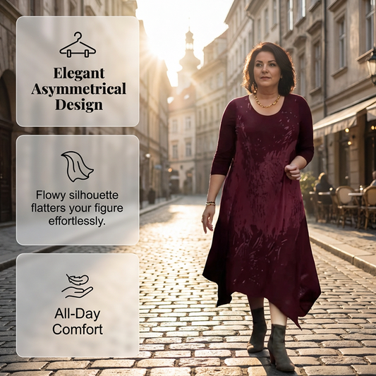 👗 Women's Plus Size Casual Flowy Dress – asymmetrischer Saum, weicher Stoff, schmeichelhafte Passform. ✨